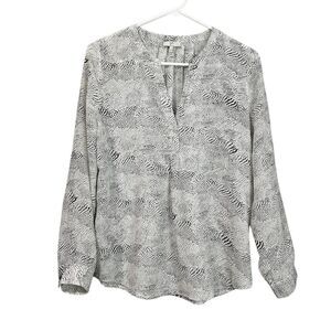 Joie Silk Dot Blouse Black White V Neck Long Sleeve Womens XS